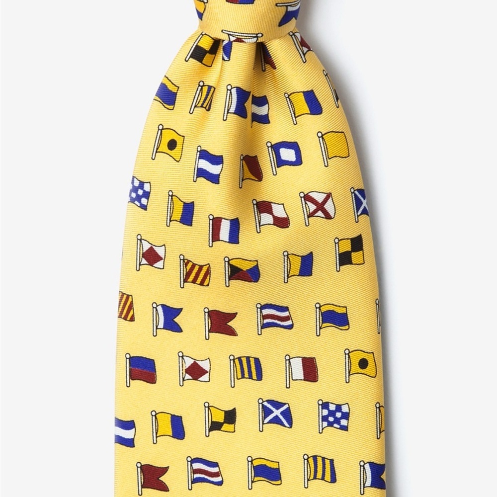 A-Z INTERNATIONAL FLAGS
Yellow 100% Silk Tie By Alynn
